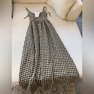 Princess Polly Plaid Black and Cream Maxi Dress